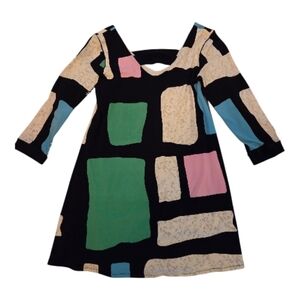 Vintage Eva Varro Abstract Mini Dress Tunic Artwear Colourblock Sz S-M